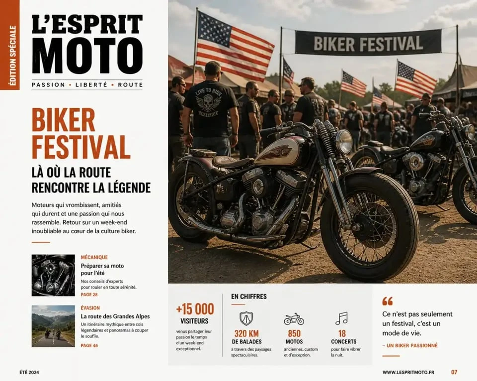 Ambiance du festival américain À l'assaut de l'Amérique à Luynes avec motos et public