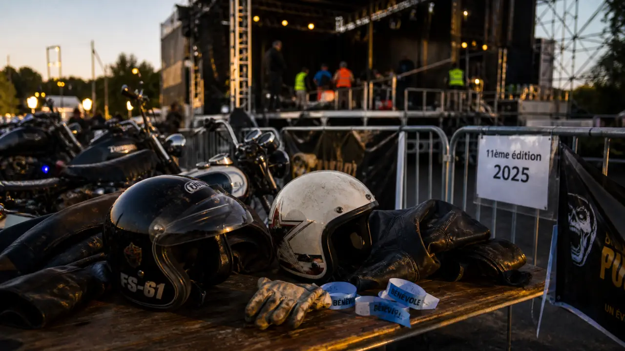 Programme festival de Luynes 2025, 11ème édition, motos et scène en montage