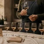 Cours oenologie tours : verres de dégustation de vin sur table
