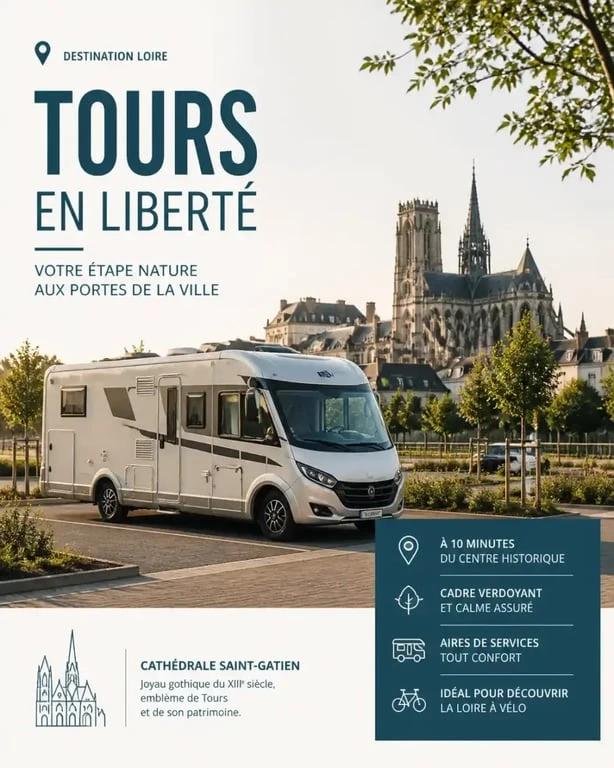 Camping-car stationné près de Tours pour visiter la ville en toute sérénité
