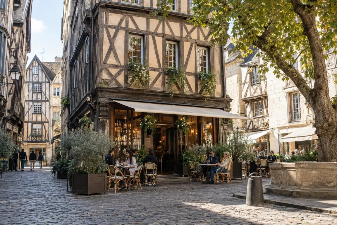 Le Vieux Mûrier à Tours sur la place Plumereau avec sa terrasse