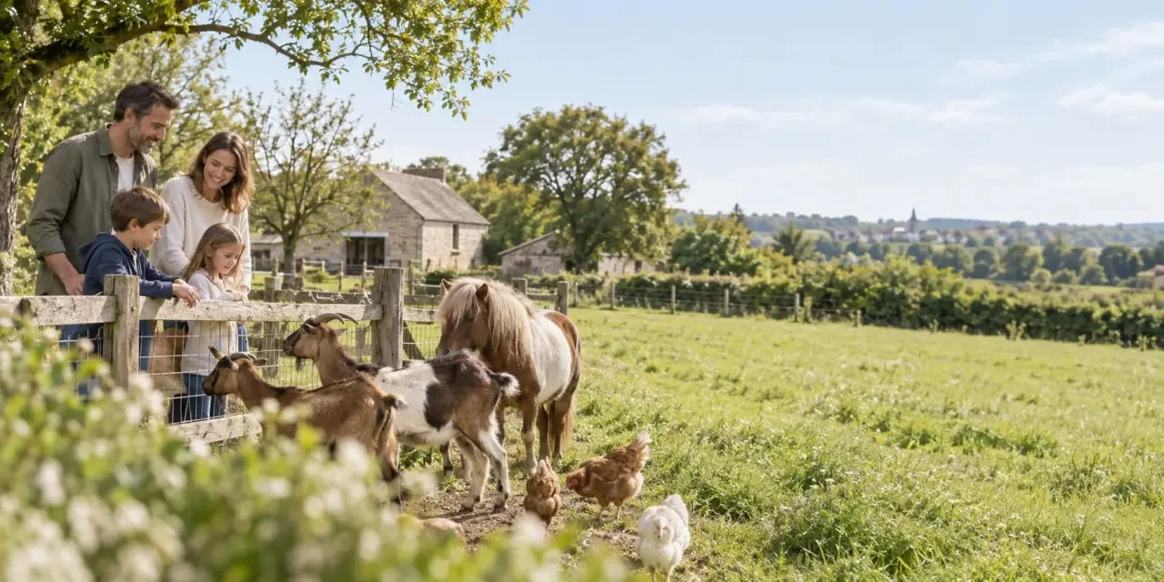 Ferme à visiter à Tours avec animaux, famille et poney dans un cadre rural