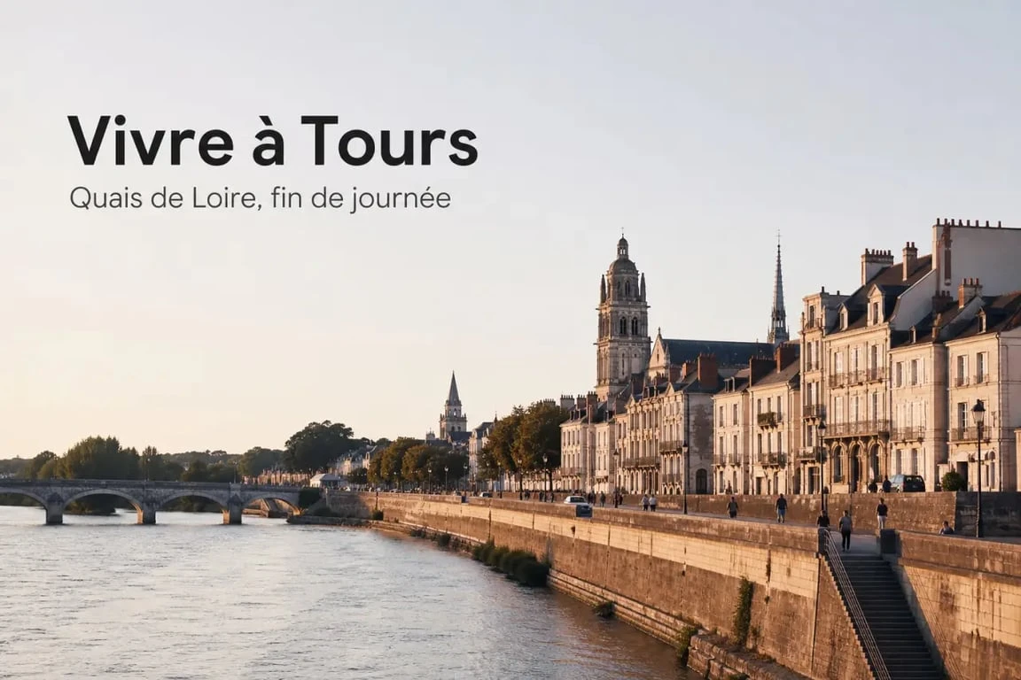 Vivre à Tours sur les quais de Loire avec le centre historique en arrière-plan