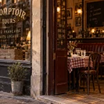 restaurant les canailles tours, rue Colbert, vitrine rétro et table dressée