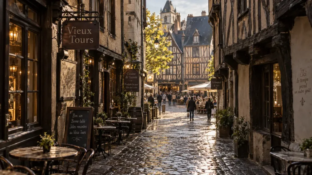 Vieux Tours : maisons à colombages près des quais de Loire