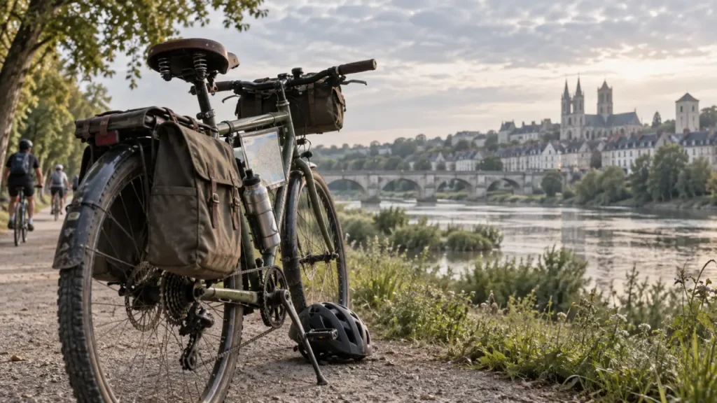 Visiter Tours à vélo : vélo sur chemin de halage près de la Loire à Tours